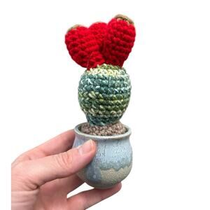 Crochet Flowering Prickly Pear Cactus - Handmade Home Decor
